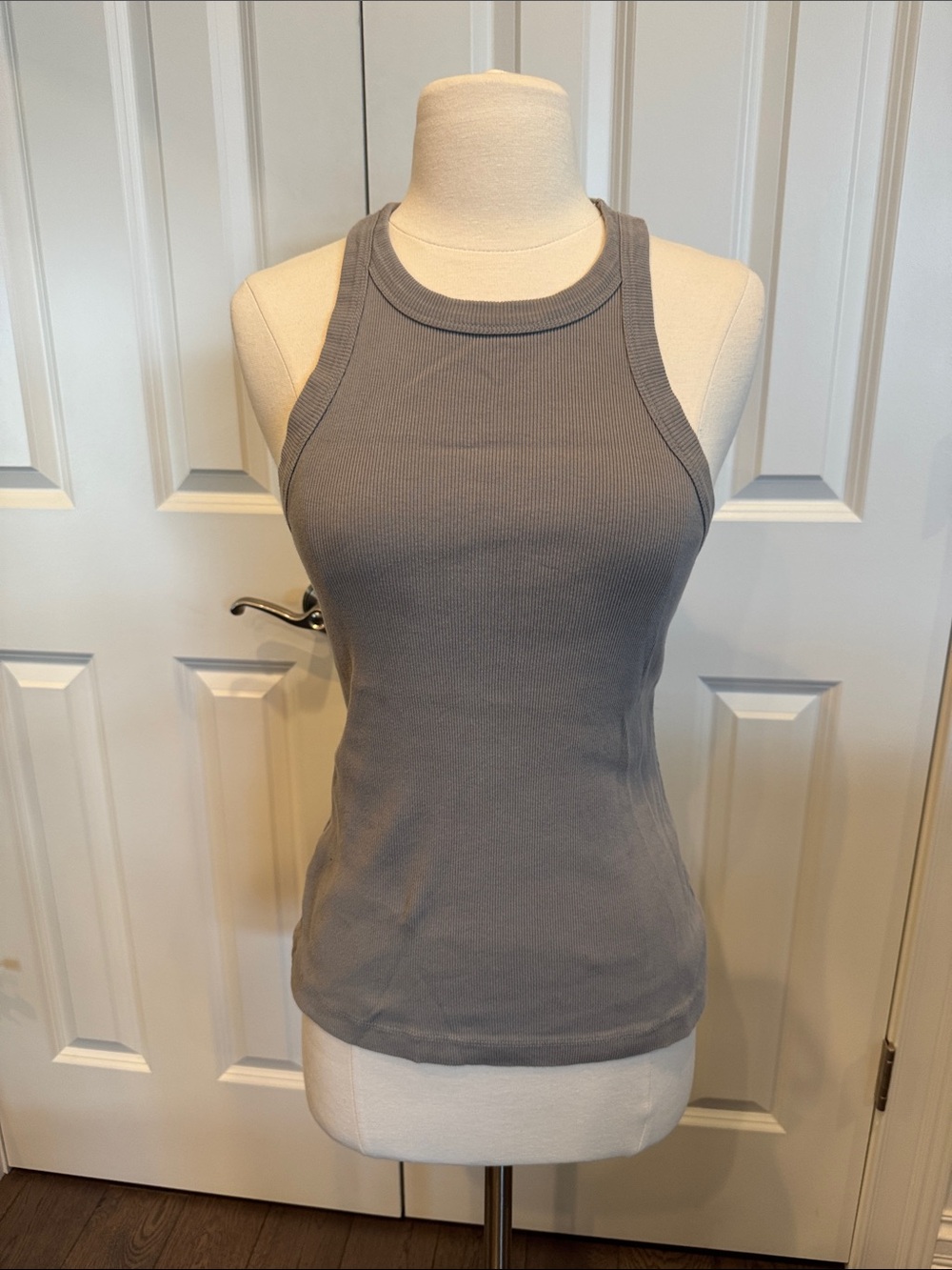 James Perse Gray Ribbed Racerback Tank